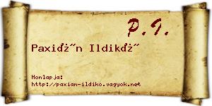 Paxián Ildikó névjegykártya